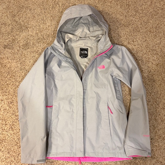 The North Face Jackets & Blazers - The North Face Women's Gray Rain Jacket with Pink Highlights never worn